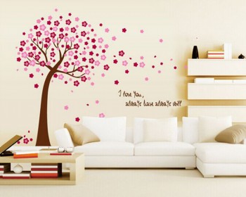 Flower Tree with Love Quotes Wall Decal Vinyl Tree Art Stickers